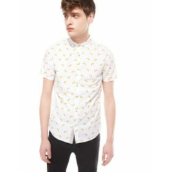 Chemise Bershka Homme Blanche à Motifs | Original MenShop