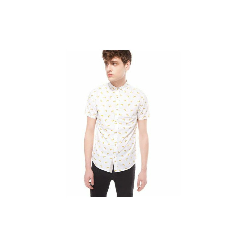 Chemise Bershka Homme Blanche à Motifs | Original MenShop