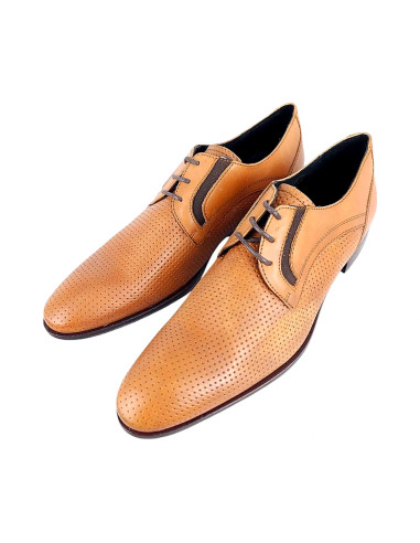 Derby Homme Gérard Pasquier Cognac Perforé | Original Menshop