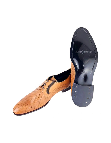 Derby Homme Gérard Pasquier Cognac Perforé | Original Menshop