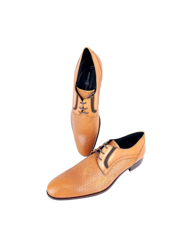 Derby Homme Gérard Pasquier Cognac Perforé | Original Menshop