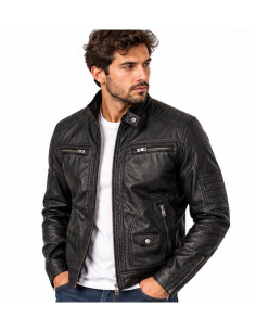 Blouson Homme PETROL INDUSTRIES Noir – Effet Cuir, Style Motard Biker