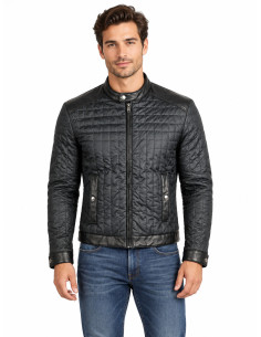 Blouson Homme MEXX Noir Matelassé – Style Biker Chic, Col Officier