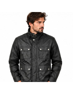 Veste Homme FRENCH CONNECTION Noire – Style Biker, 4 Poches et Col à Boucle