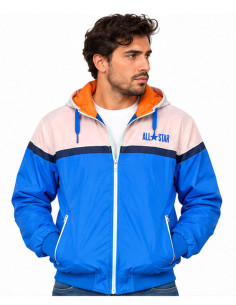 Blouson Homme CONVERSE All Star Bleu et Rose – À Capuche, Style Sport Vintage