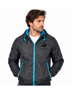 Coupe-Vent Homme LE COQ SPORTIF Noir et Bleu Turquoise – À Capuche, Style Sportswear