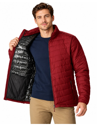 Doudoune Homme COLUMBIA Grise – Omni-Heat, Matelassée, Col Montant