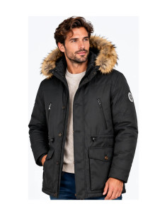 Parka Homme TOM TAILOR Gris Anthracite – Capuche à Fourrure, Style Hiver Chic